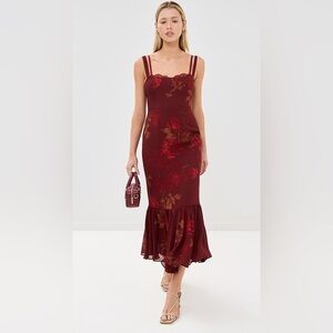Reformation Irisa Dress- Red Lace